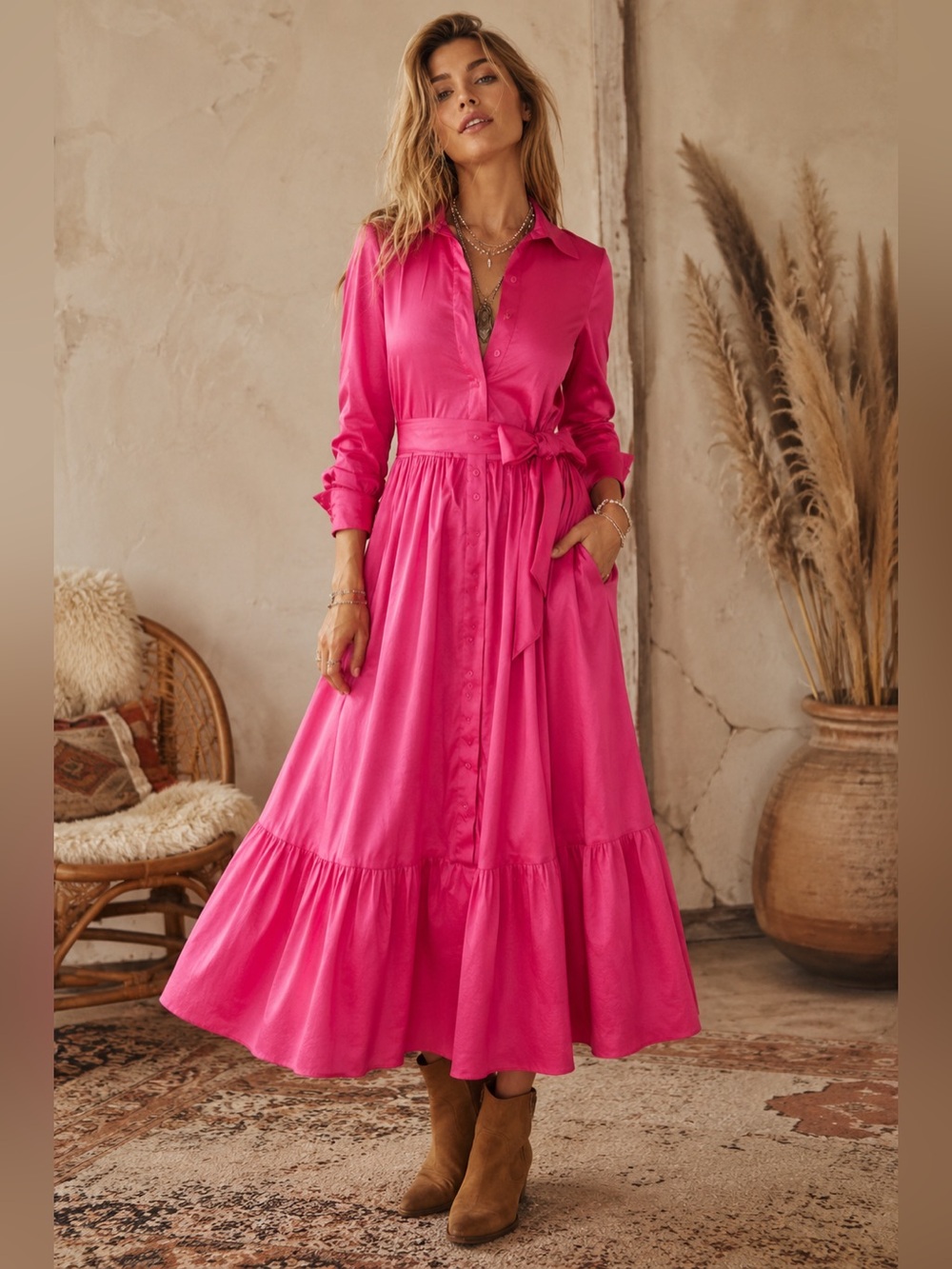 TAYLOR | Taffeta Midi Shirtdress